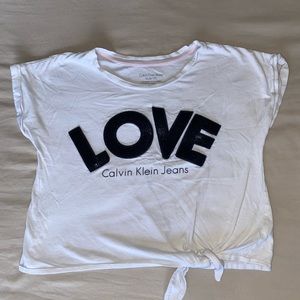 Calvin Klein white cropped kids shirt
